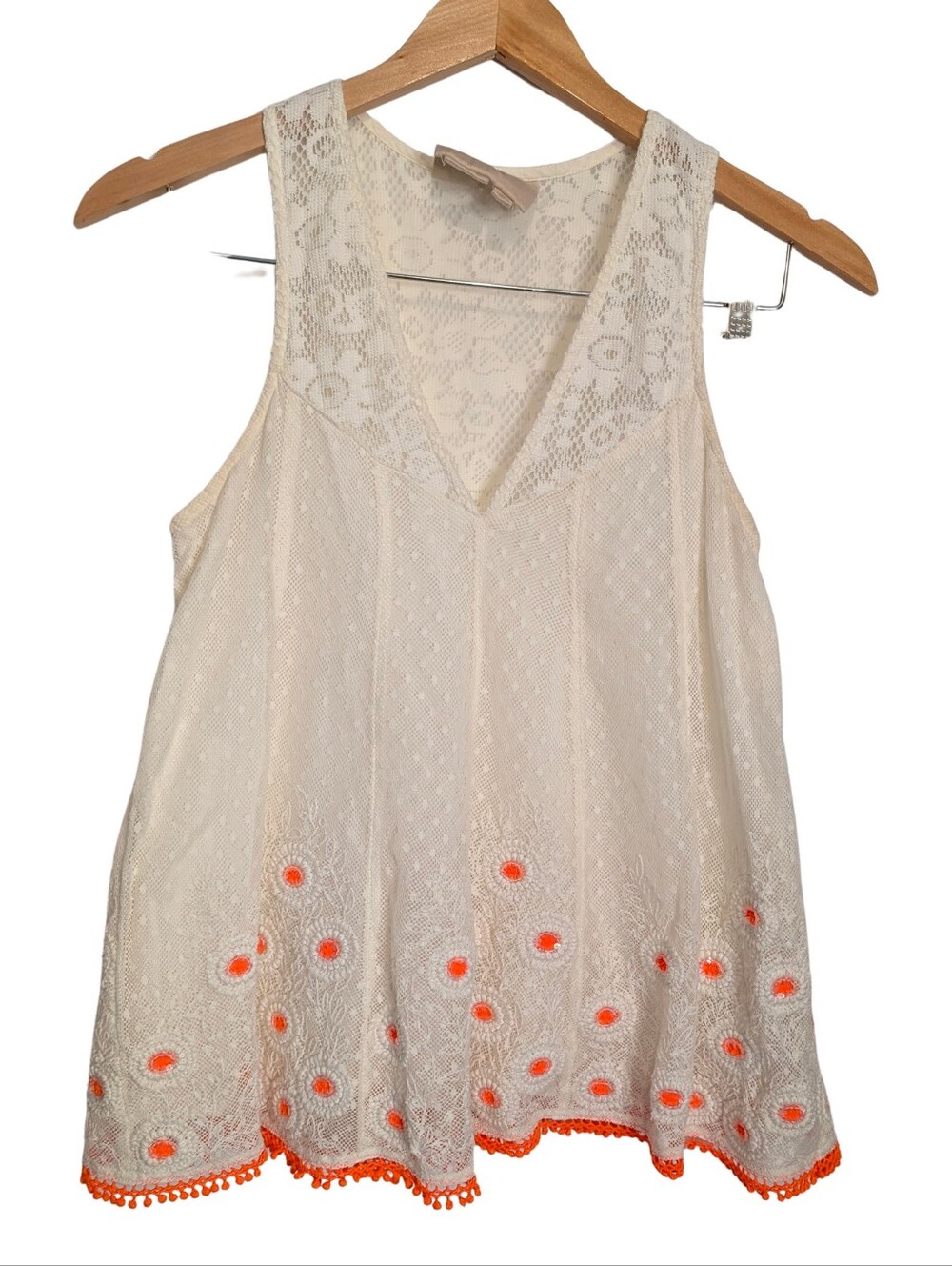 Vanessa Virginia Daisy Field Tank Top With Lace And Embellishments
